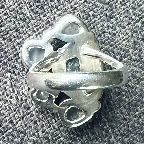 Artisan Crafted Natural Aquamarine and Moonstone Sterling Silver Ring - Picture 5 of 6